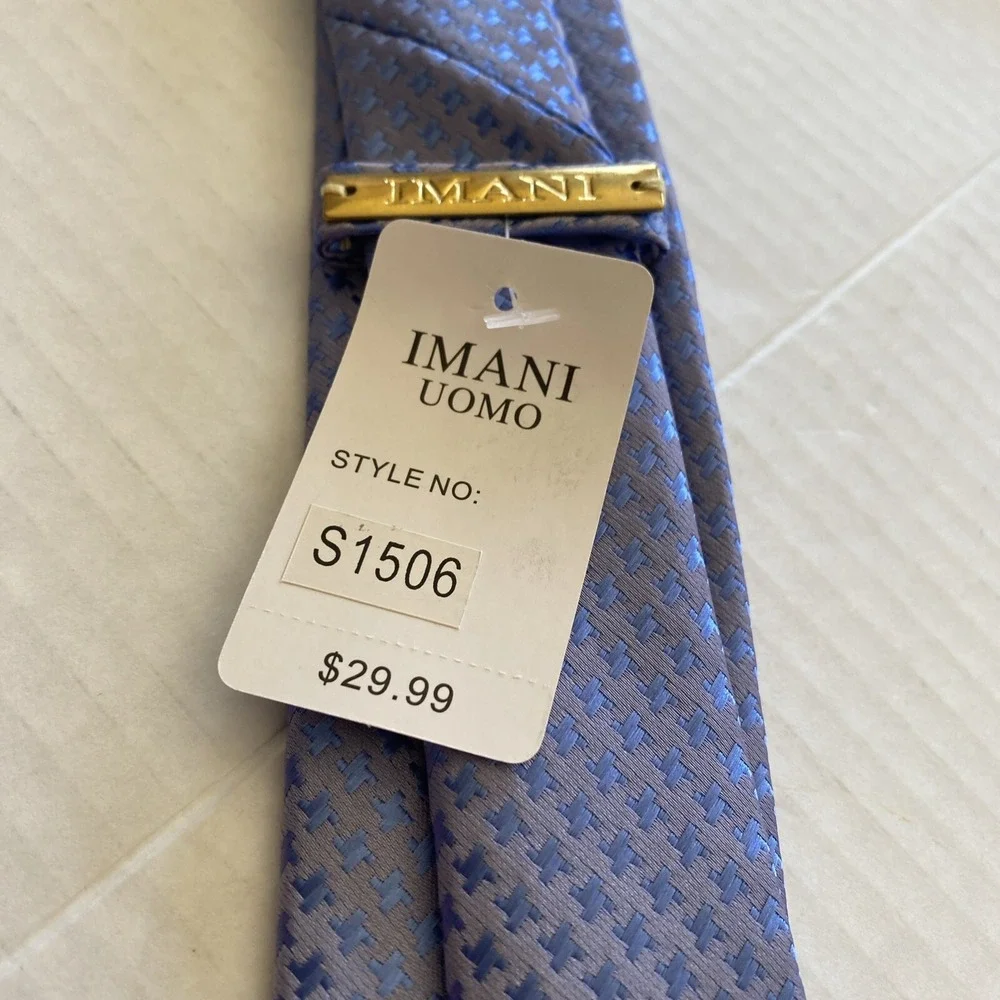 NWT IMANI UOMO BLUE SILK TOUCH NECK TIE  NEW